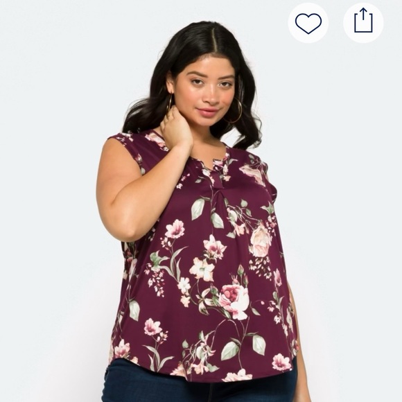 PaperMoon Trucker Split Neck Knit Top 2X Floral Stitch Fix - Picture 6 of 6